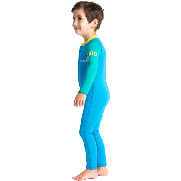 2025 C-Skins Junior C-KID 3/2mm Front Zip Våddragt C-BA32ST - Cyan / Green / Aurora Yellow